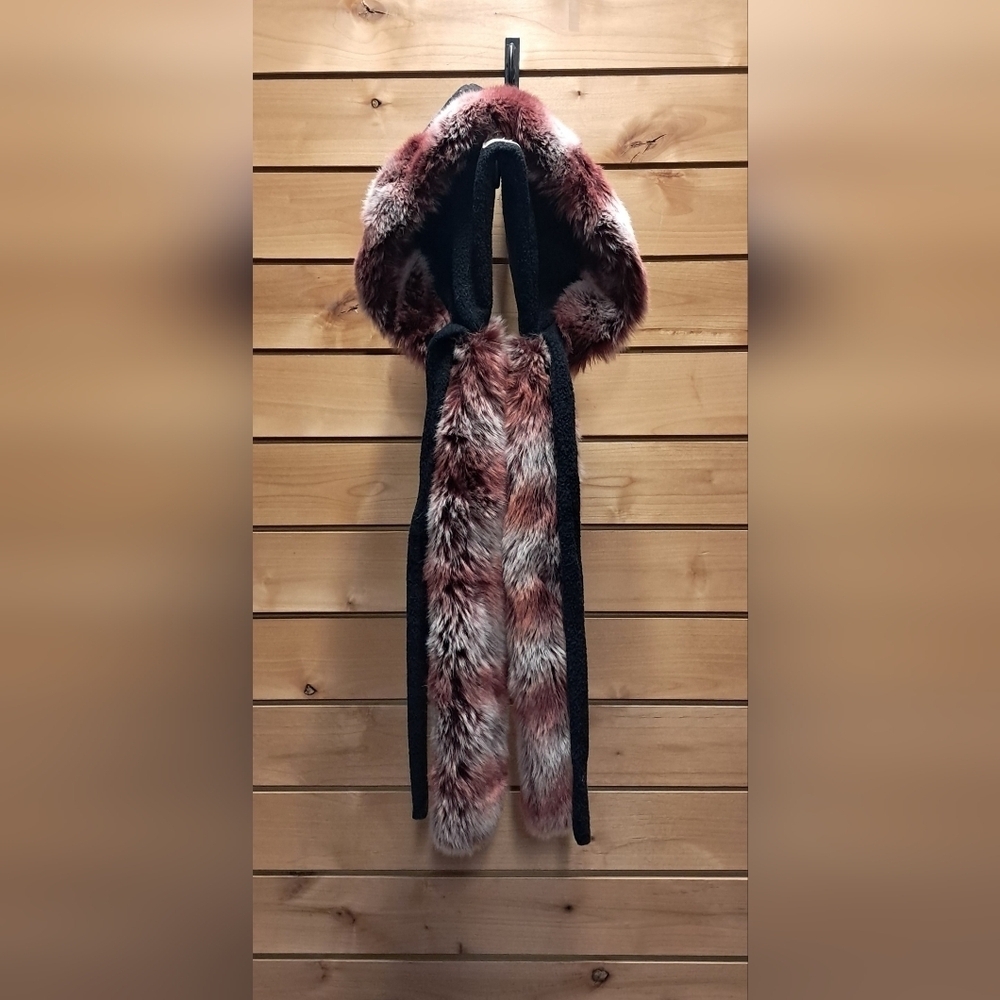 Faux Fur Hooded Scarf - Multicolor